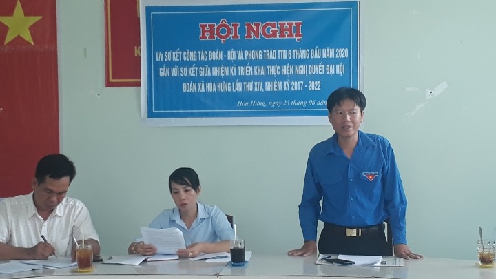 xã Đoàn Hòa Hưng ổ chức Hội nghị sơ kết Công tác Đoàn, Hội và phong trào TTN 6 tháng đầu năm 2020, gắn với sơ kết công tác Đoàn và phong trào TTN giữa nhiệm kỳ 2017 – 2022