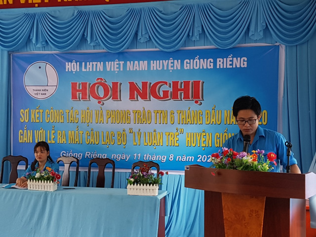 Hội LHTN Việt Nam huyện Giồng Riềng tổ chức sơ kết công tác 6 tháng đầu năm gắn với triển khai các chuyên đề Đoàn - Hội năm 2020