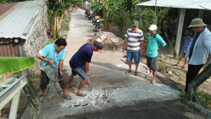 Uỷ ban Hội LHTN Việt Nam huyện vận động hỗ trợ Ủy ban Hội LHTN Việt Nam xã Hòa An sửa chữa cầu dân sinh trong năm 2020