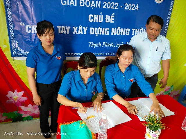 Xã Đoàn Thạnh Phước tổ chức giao lưu kết nghĩa với chi Đoàn Văn phòng huyện Đoàn giai đoạn 2022 - 2024 chủ đề chung tay xây dựng nông thôn mới