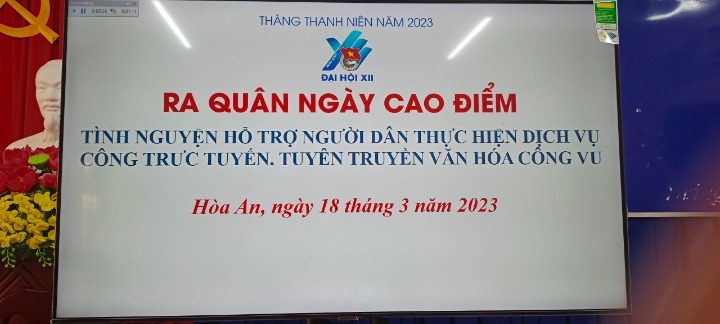 Hoà An ra quân “Ngày cao điểm tình nguyện hỗ trợ người dân thực hiện dịch vụ công trực tuyến, tuyên truyền văn hoá công vụ trong Tháng thanh niên 2023”