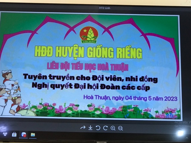 Liên đội Trường Tiểu học Hòa Thuận tổ chức tuyên truyền học tập Nghị quyết Đại hội Đoàn toàn quốc lần thứ XII, nhiệm kỳ 2022-2027 cho học sinh